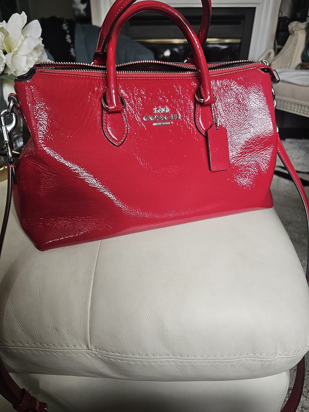 Coach Patent Leather Satchel in Red